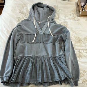 Free People Grey Ruffle Sweatshirt